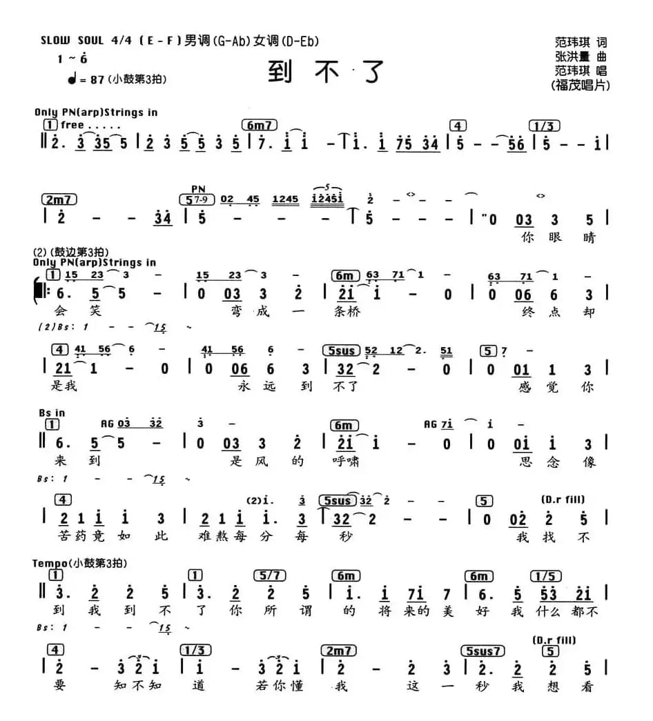 到不了（编配乐谱）