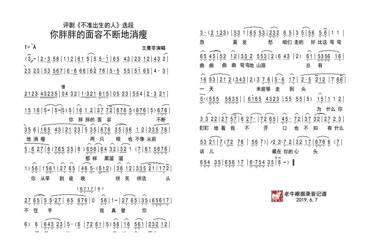 评剧《不准出生的人》你胖胖的面容