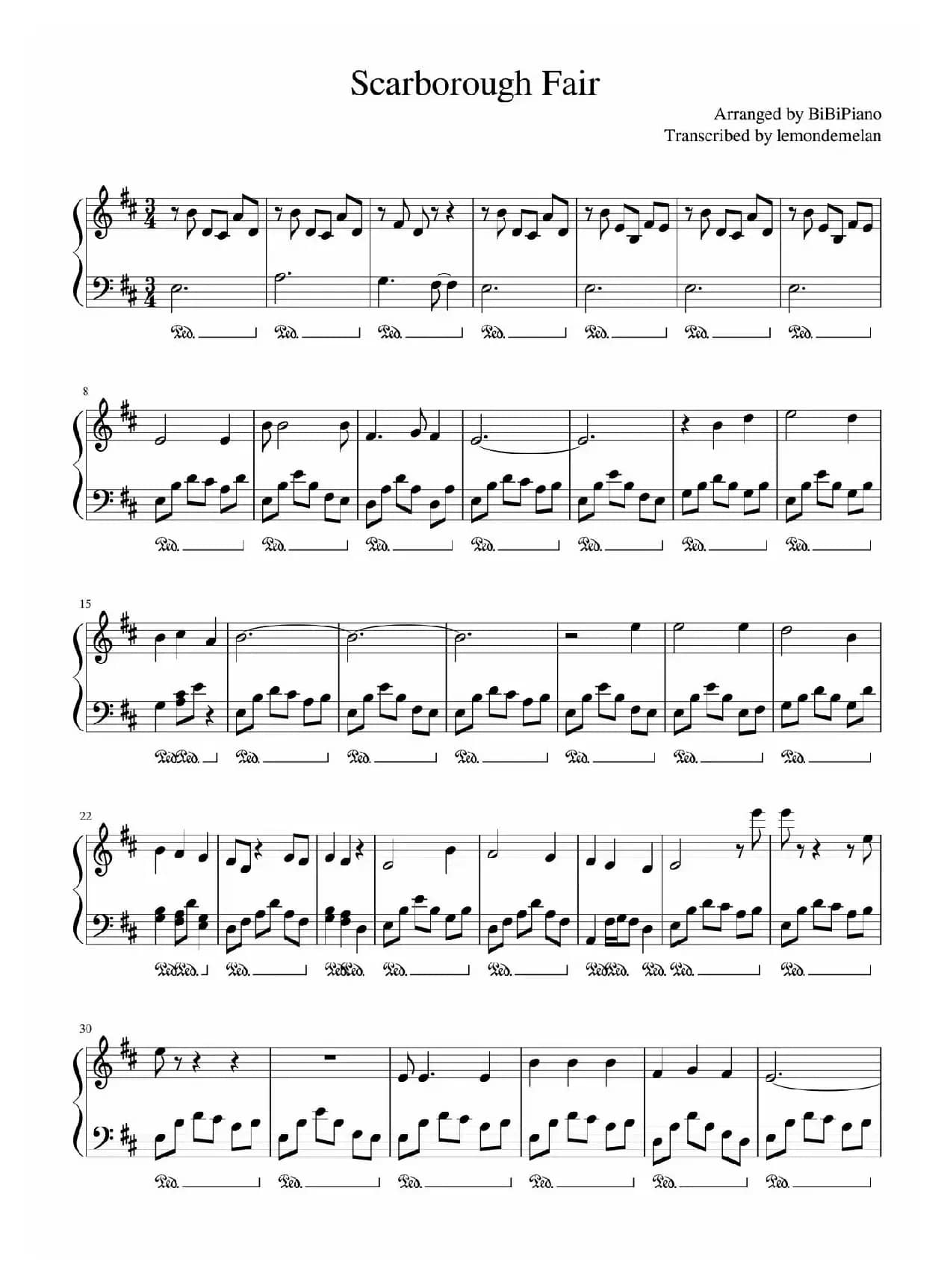 Scarborough Fair（斯卡布罗集市）（BiBiPiano钢琴版）