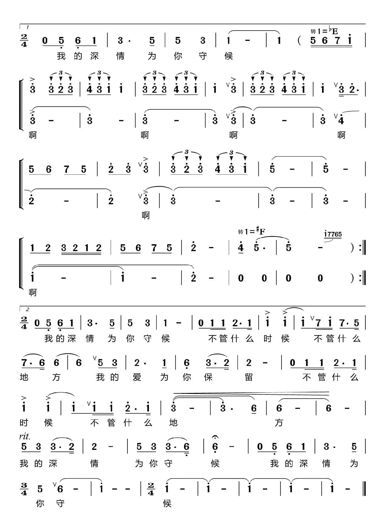 我的深情为你守候（张莉莉 王传越）