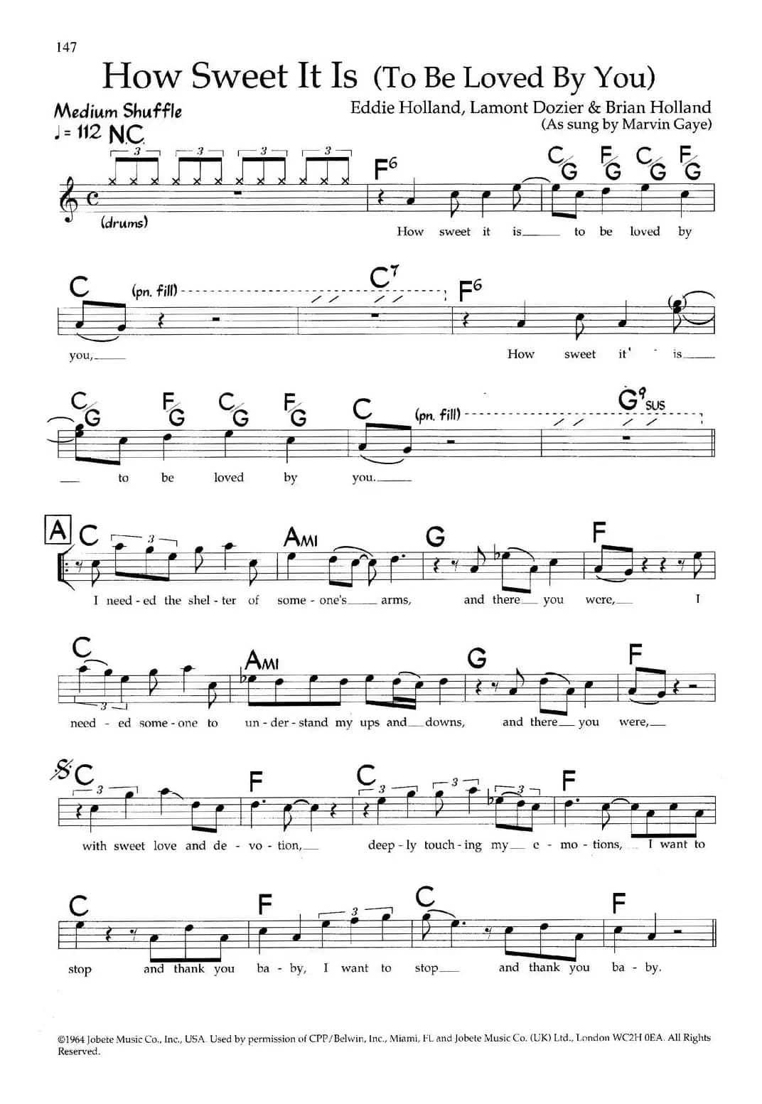 How Sweet It Is（To Be Loved By You ）（带和弦五线谱）