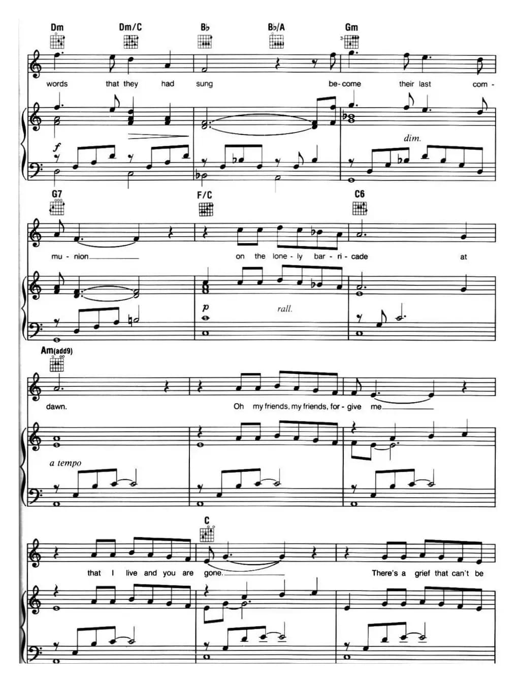 Empty Chairs at Empty Tables (音乐剧《悲惨世界》(Les Miserables)选曲、正谱 )