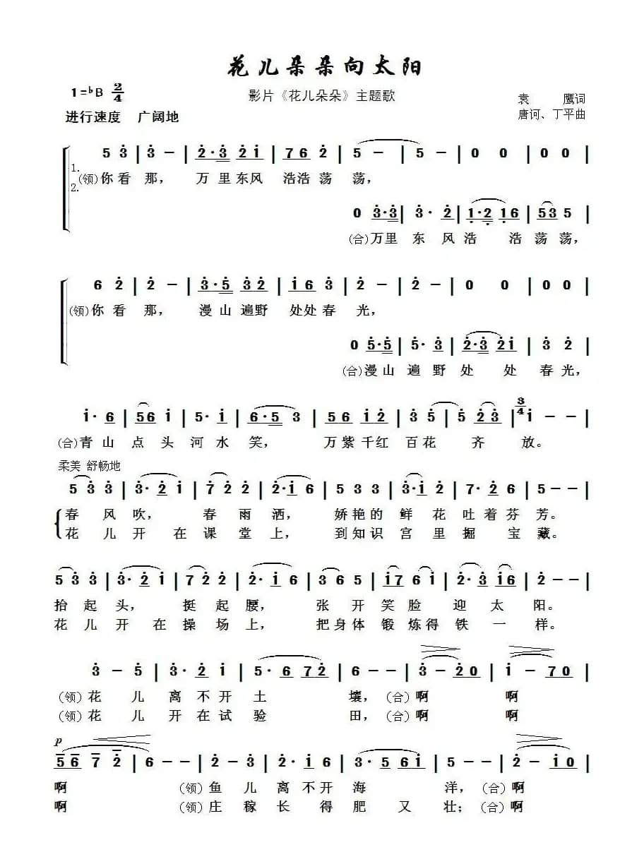 花儿朵朵向太阳(少儿歌曲)