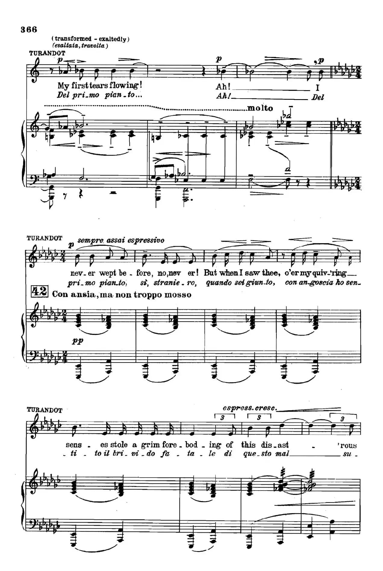 《图兰朵公主》三幕五场歌剧（英意双语）全谱（钢琴伴奏谱 P374——397）