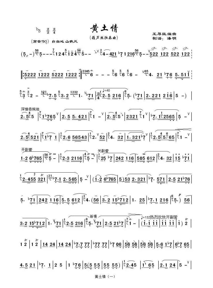 黄土情（葫芦丝独奏曲）