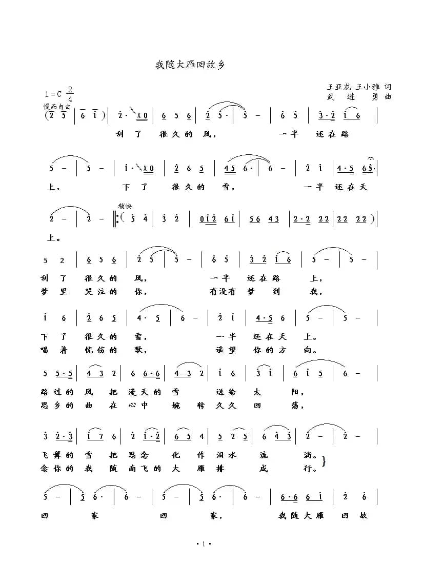 我随大雁回故乡