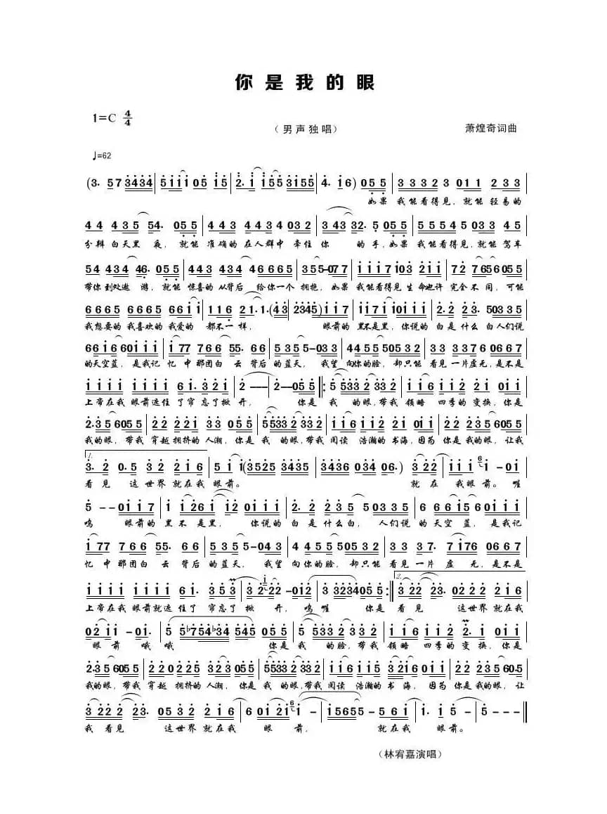 你是我的眼（萧煌奇词曲）