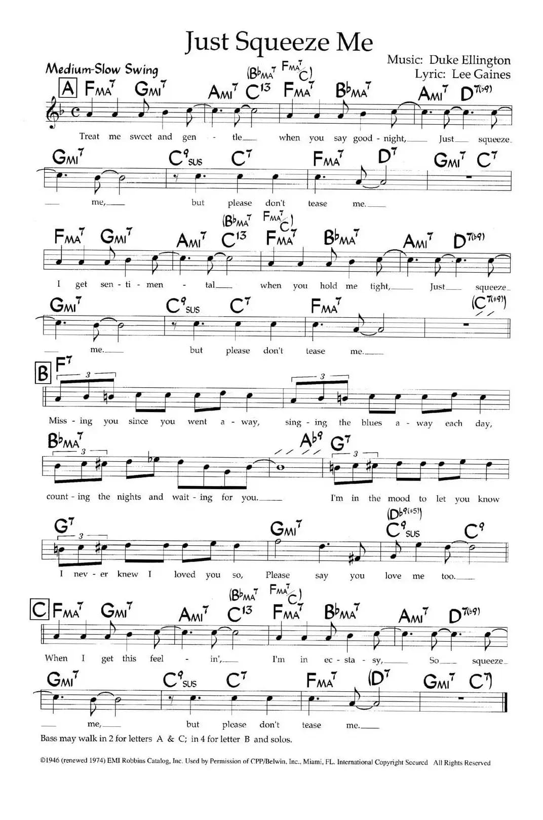 Just Squeeze Me（带和弦五线谱）