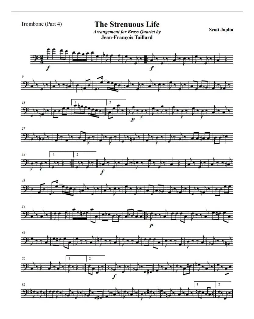 乔普林-艰苦的生活（铜管四重奏）