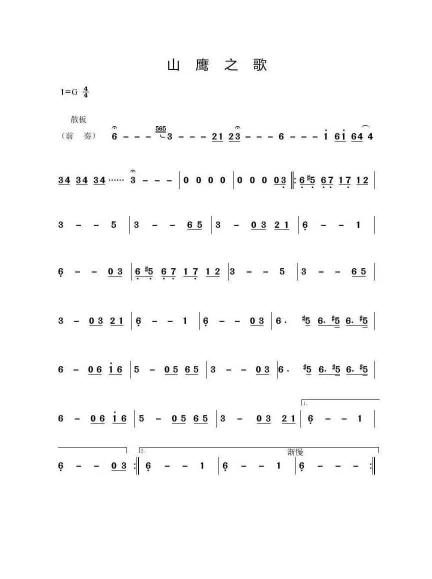 山鹰之歌（音乐旋律）