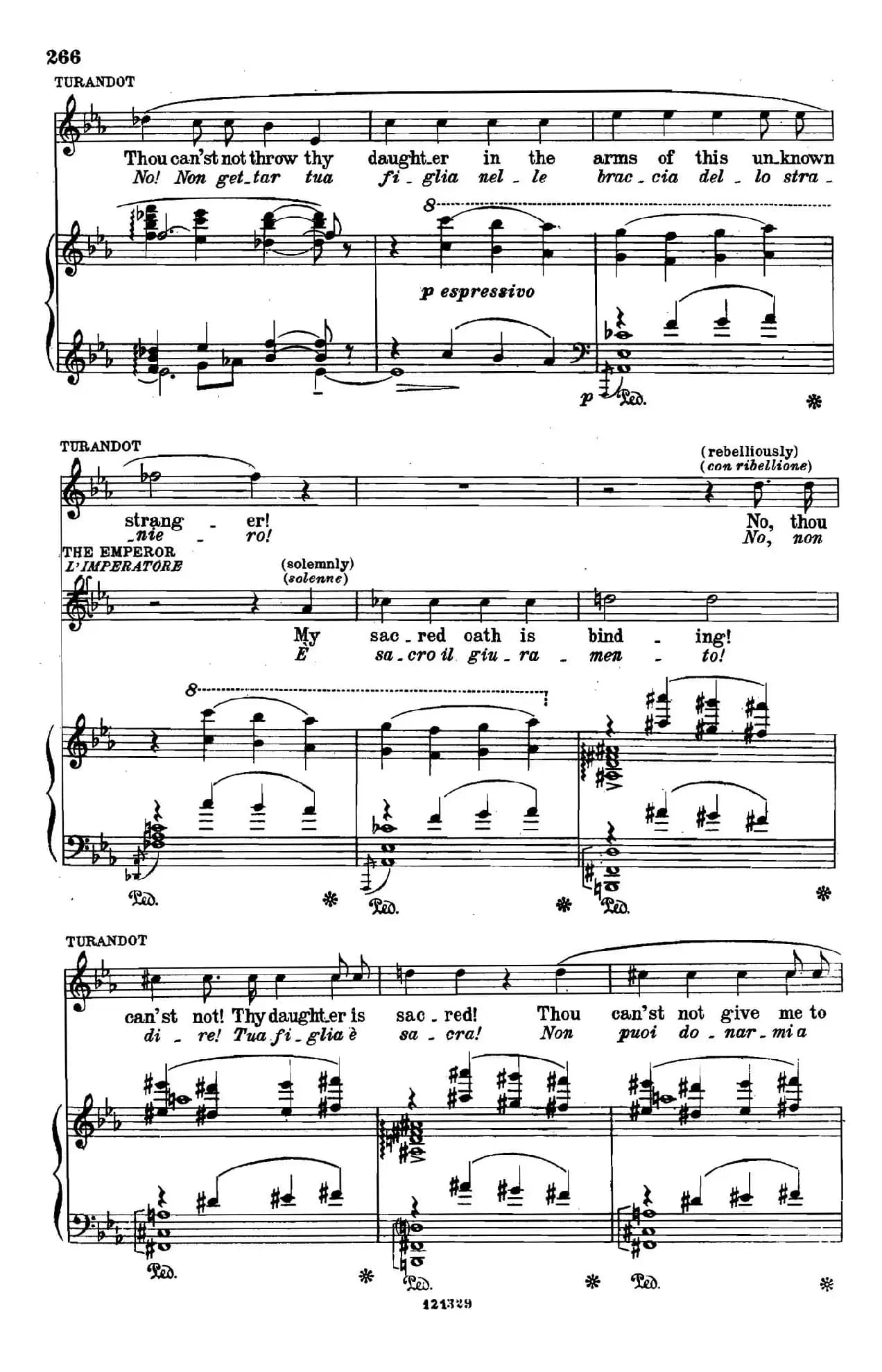 《图兰朵公主》三幕五场歌剧（英意双语）全谱（钢琴伴奏谱 P264——282）