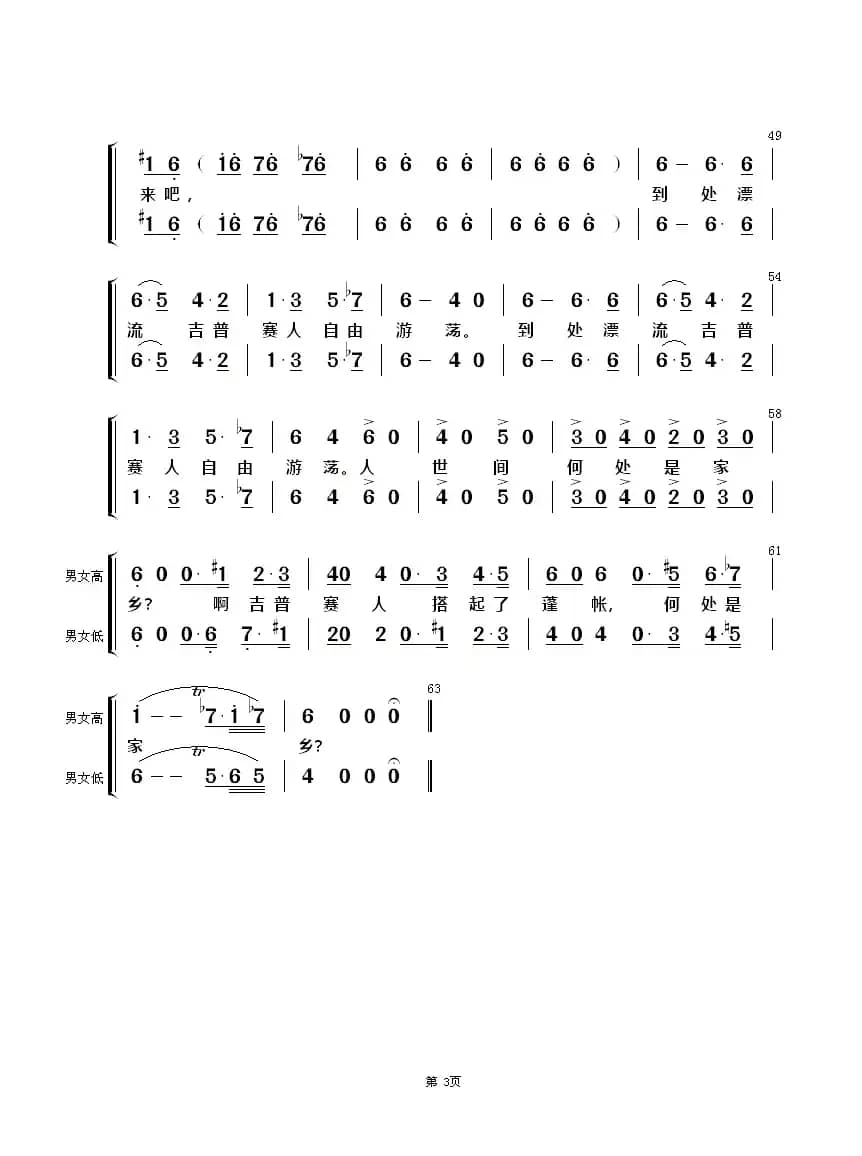 吉普赛人的铁砧合唱（混声合唱）