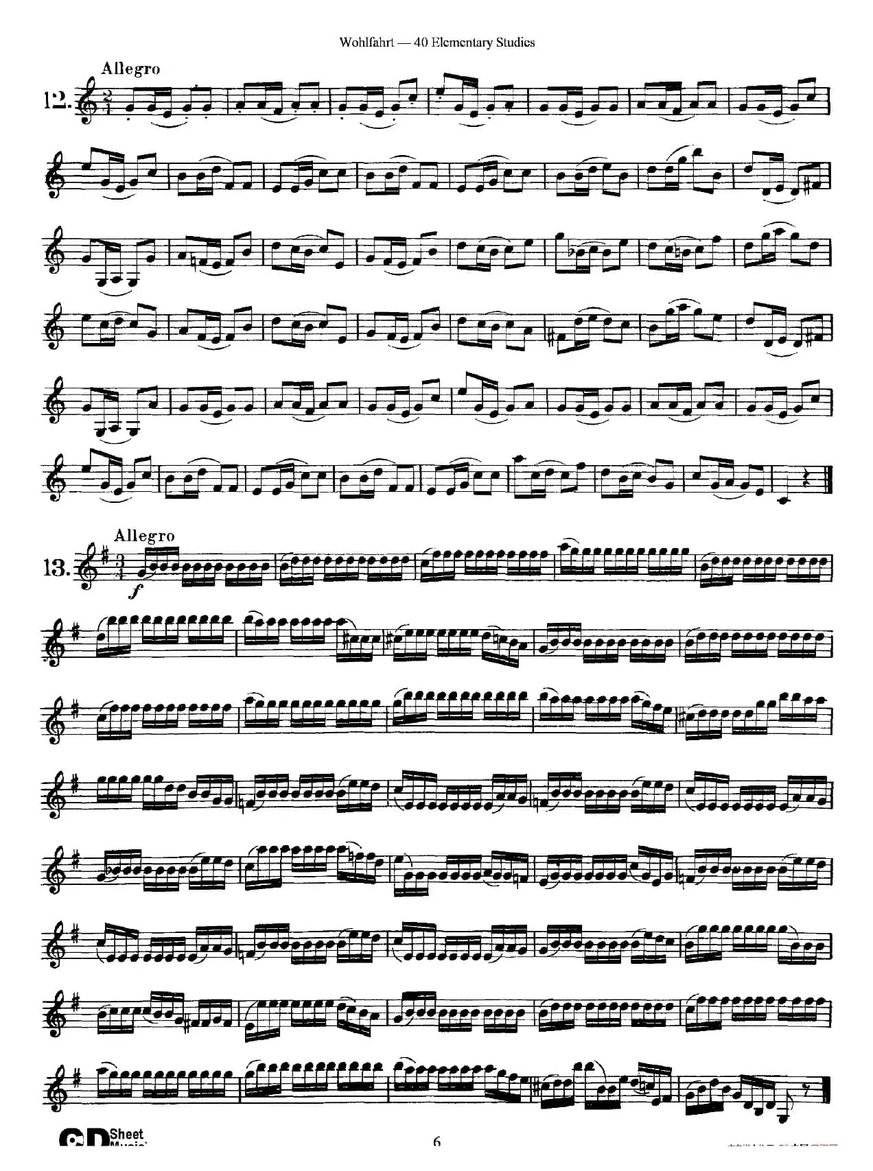 Wohlfahrt《40 Elementary Studies,Op. 54》(沃尔法特《40首小提琴练习曲》)