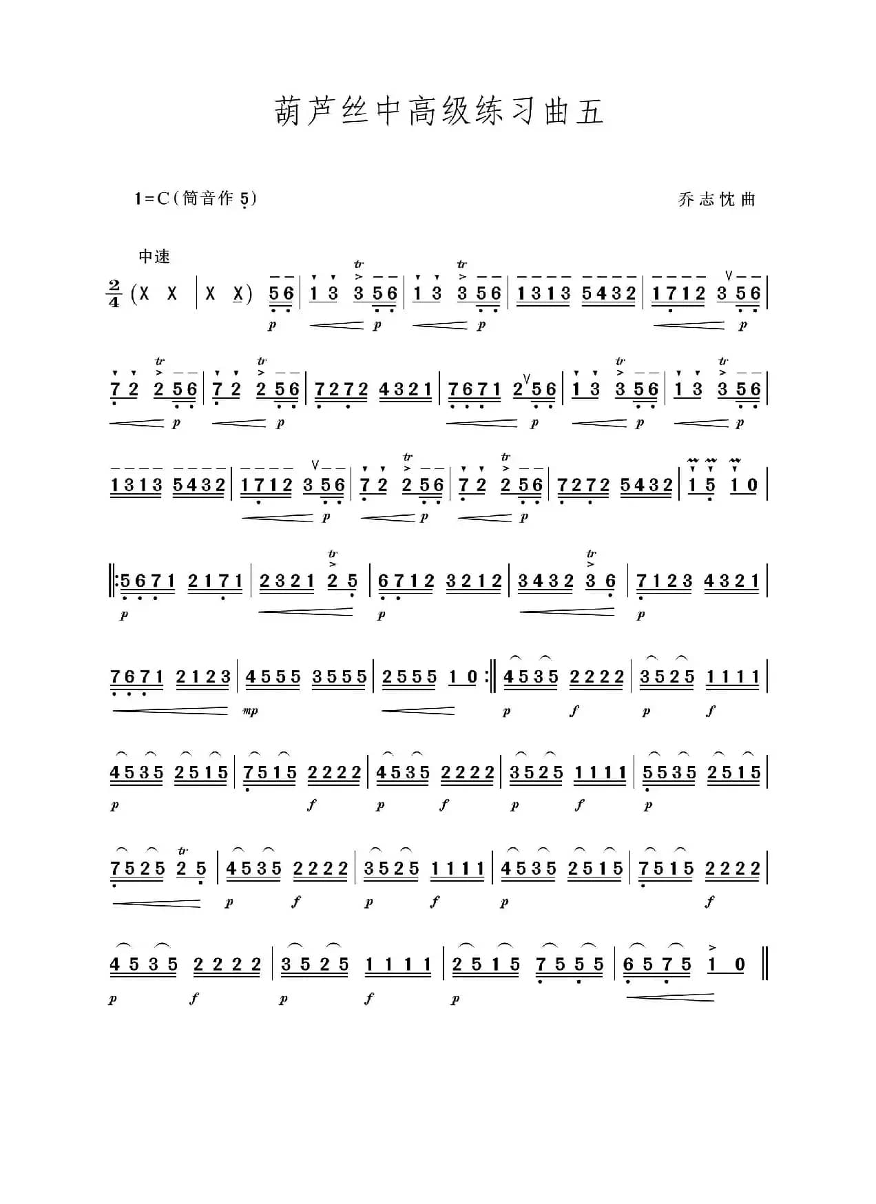 中高级练习曲五（葫芦丝独奏）