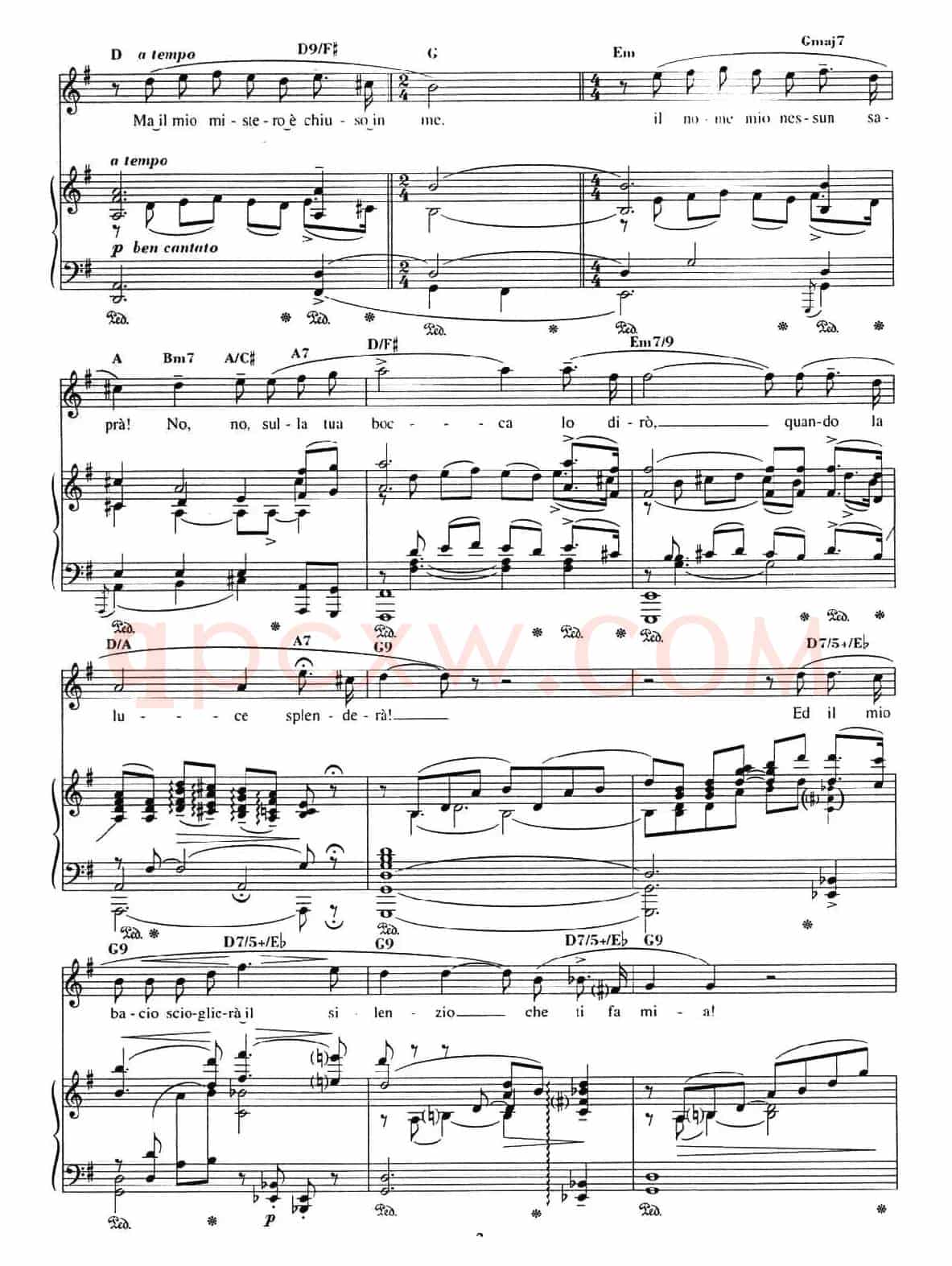 [意]今夜无人入眠（歌剧《图兰朵》选曲、正谱）