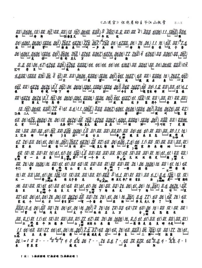 《二进宫》怀抱着幼主爷江山执掌（京剧《大探二》选段、京胡谱）