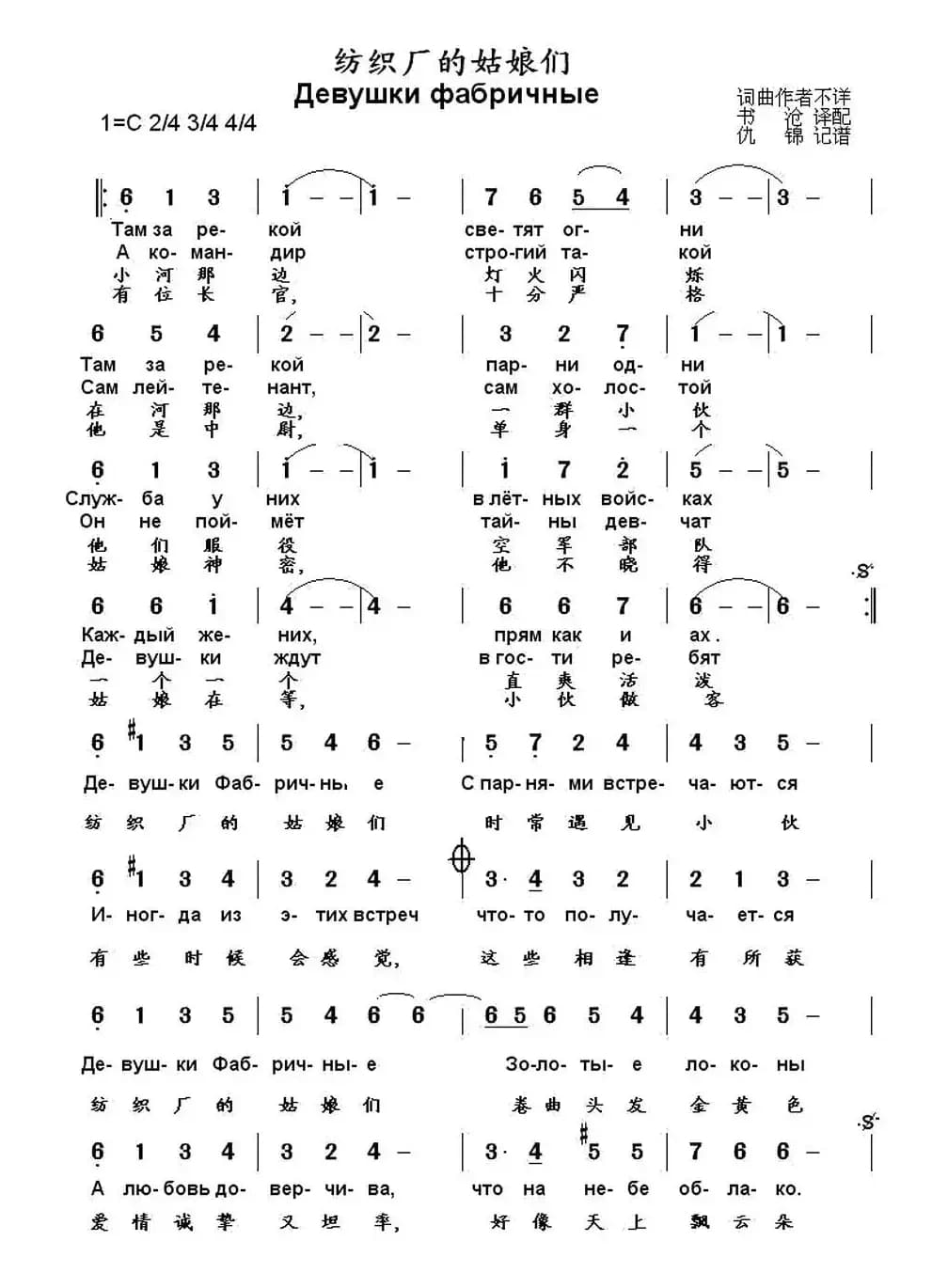 [俄]纺织厂的姑娘们（中俄文对照 ）