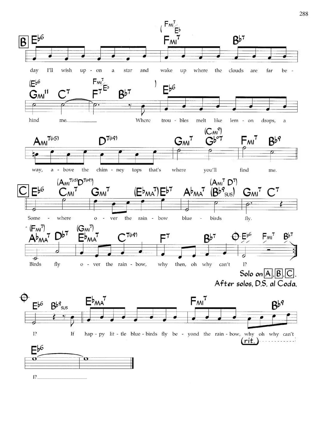 Over the Rainbow（带和弦五线谱）