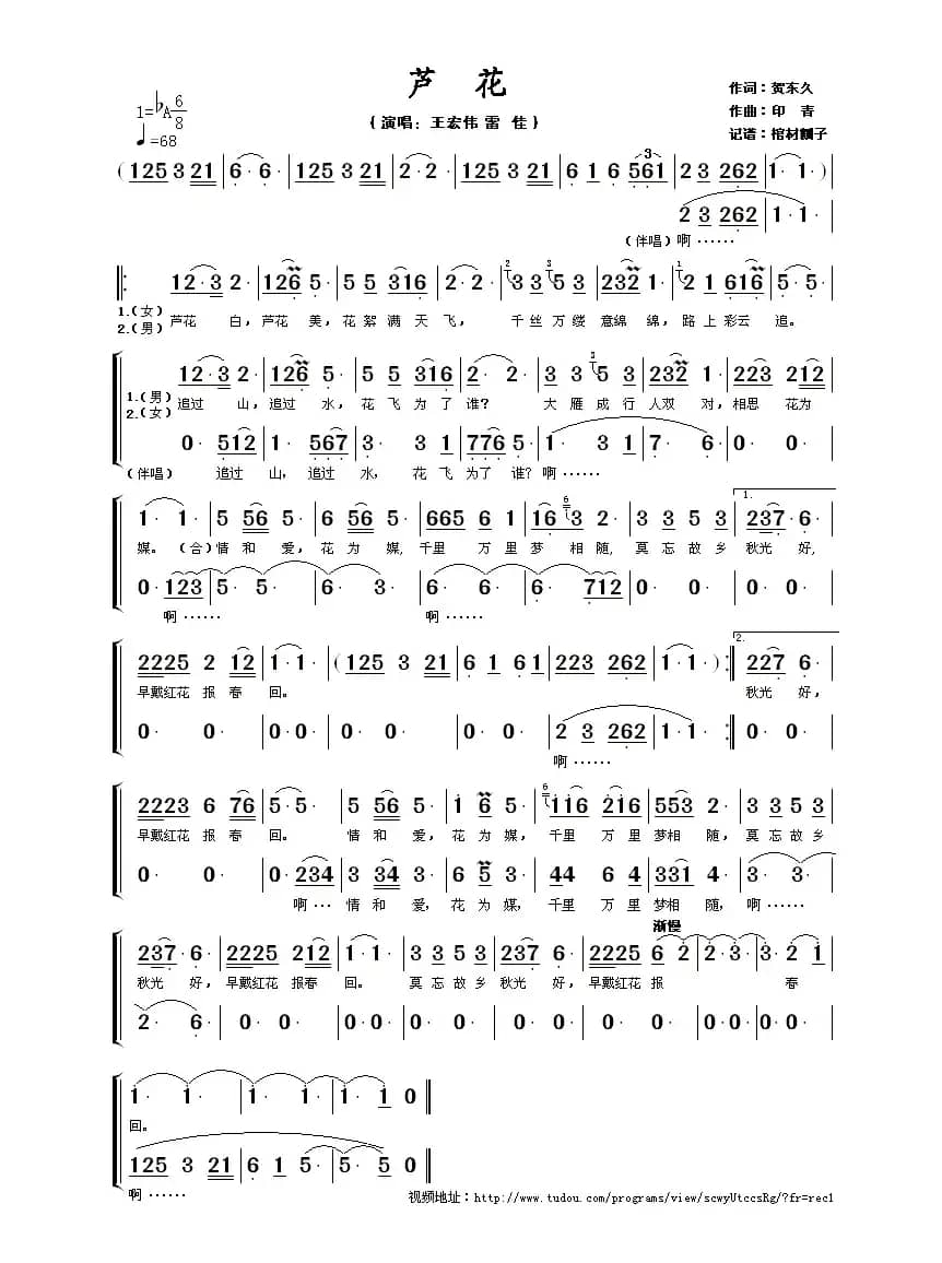 芦花（王宏伟雷佳演唱版）