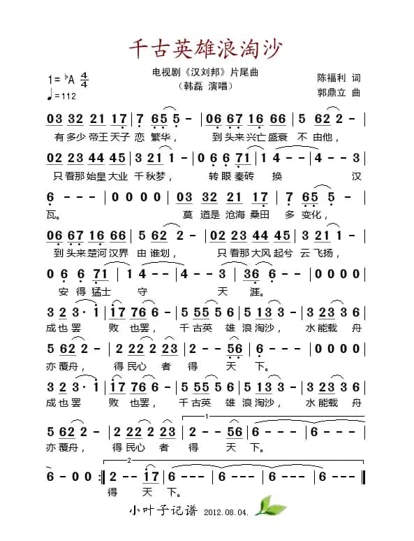 千古英雄浪淘沙（电视剧《汉刘邦》片尾曲）