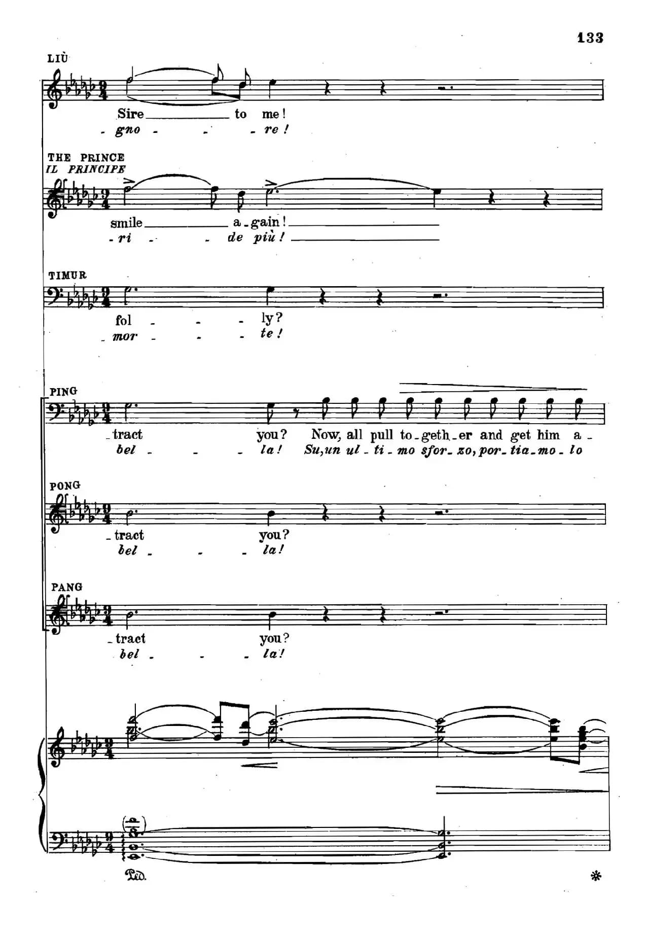 《图兰朵公主》三幕五场歌剧（英意双语）全谱（钢琴伴奏谱 P123——151）