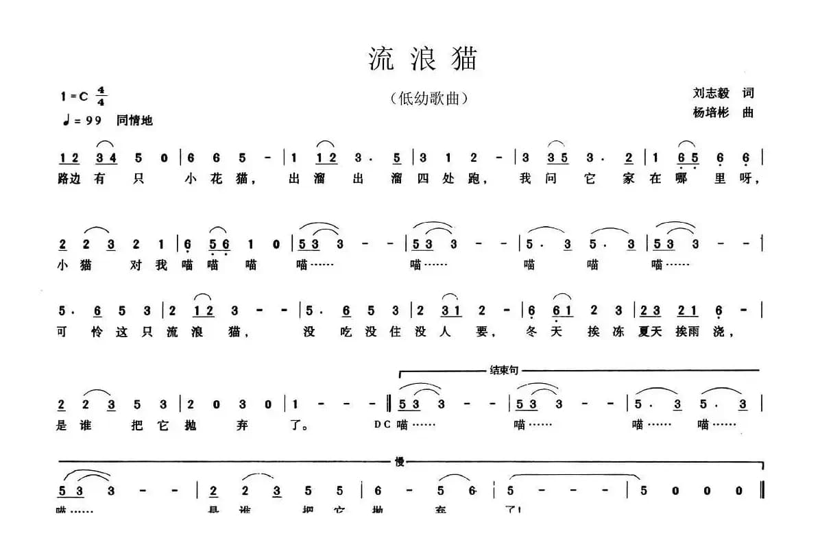 流浪猫（刘志毅词 杨培彬曲）