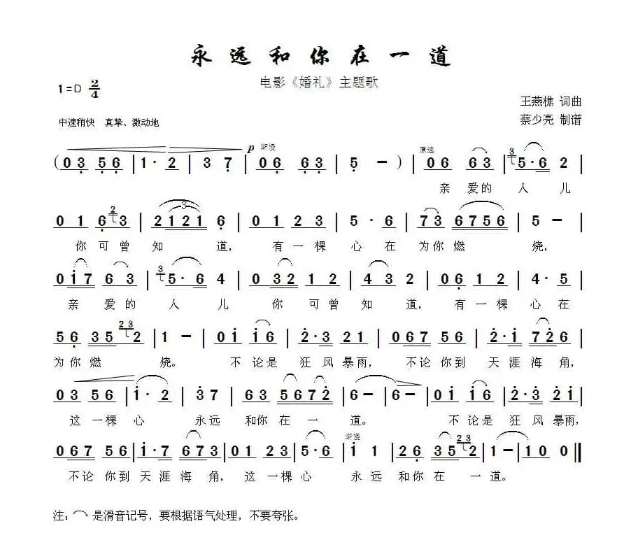 永远和你在一道(电影《婚礼》主题歌)