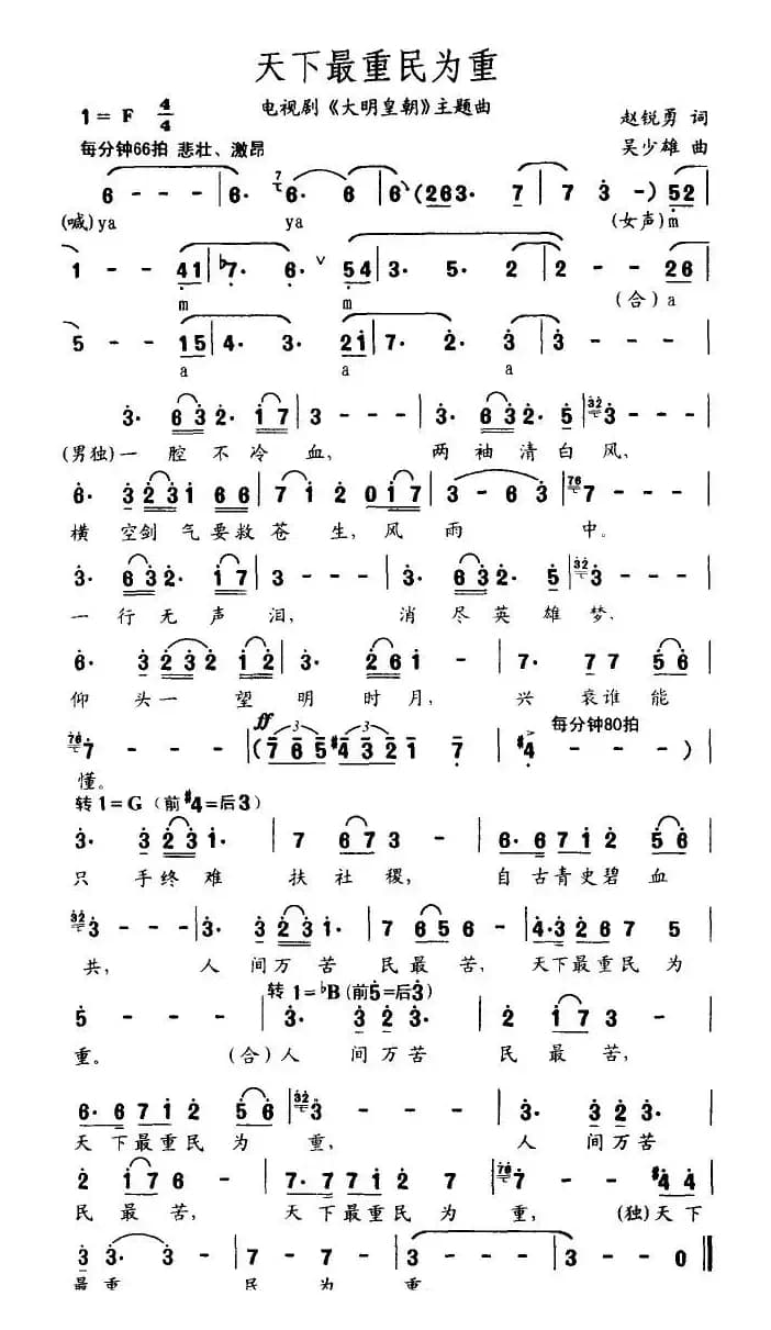 天下最重民为重（电视剧《大明皇朝》主题曲）