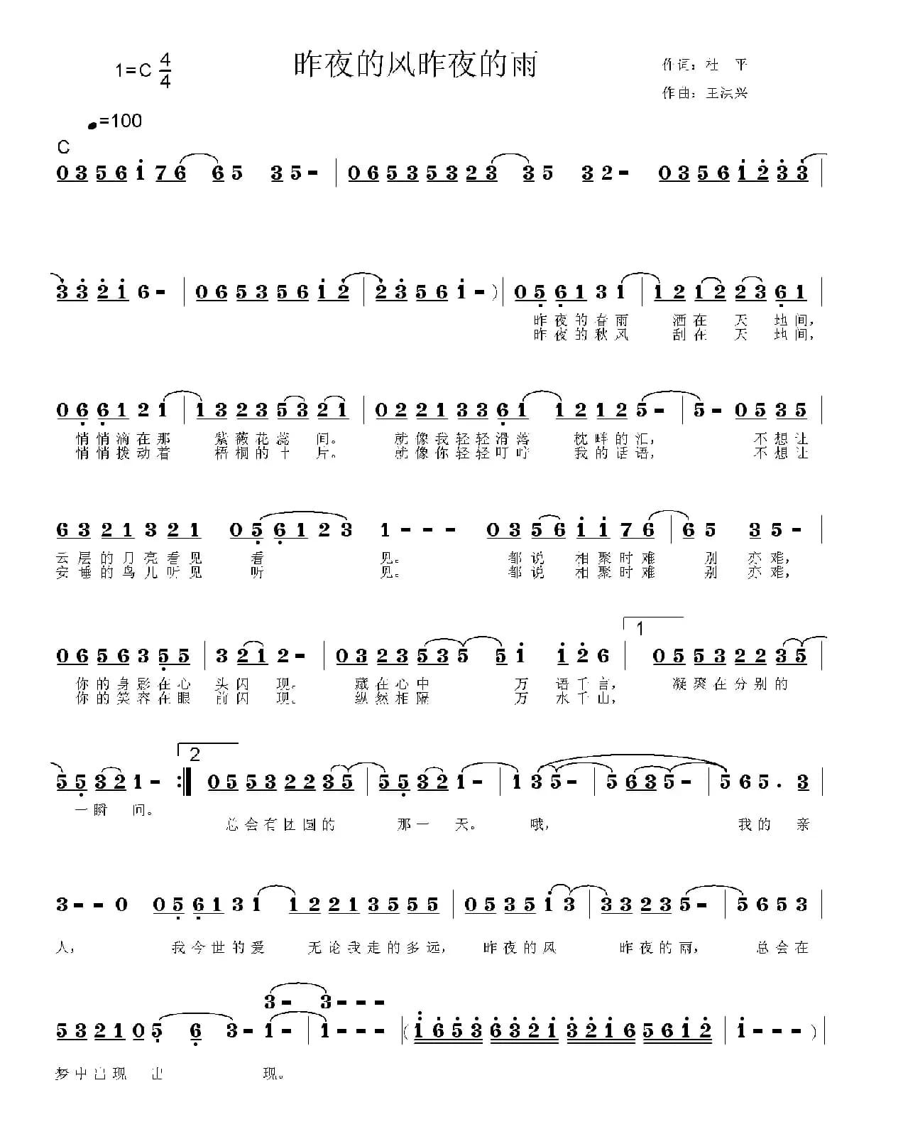 昨夜的风昨夜的雨