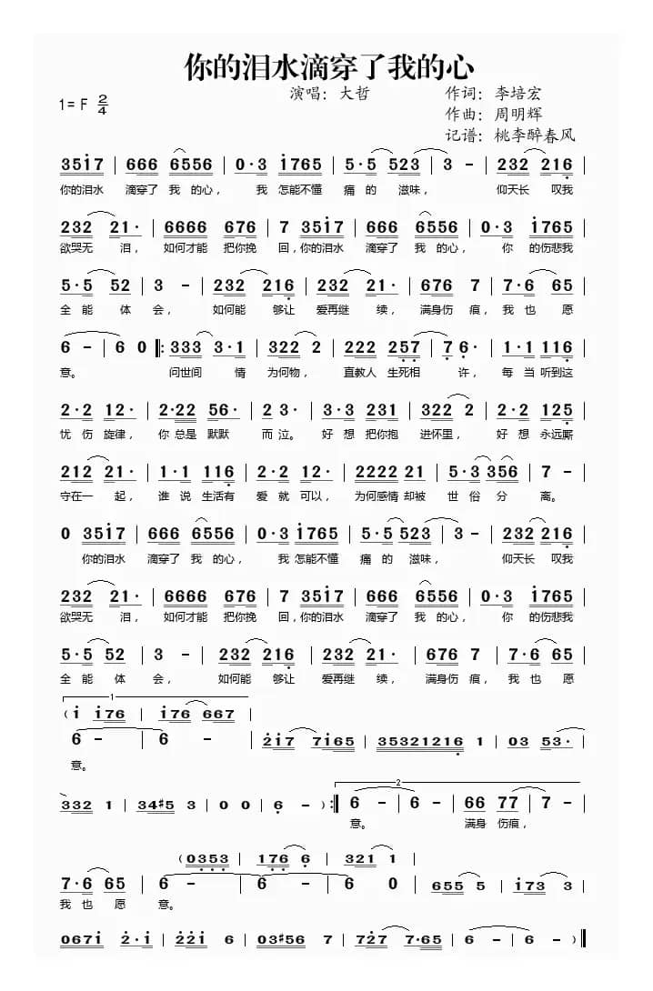 你的泪水滴穿了我的心