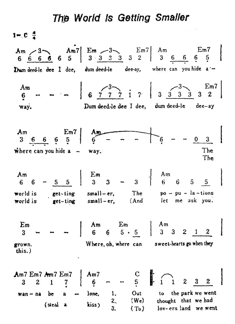 [美]The World Is Getting Smaller（世界真小、带和弦）