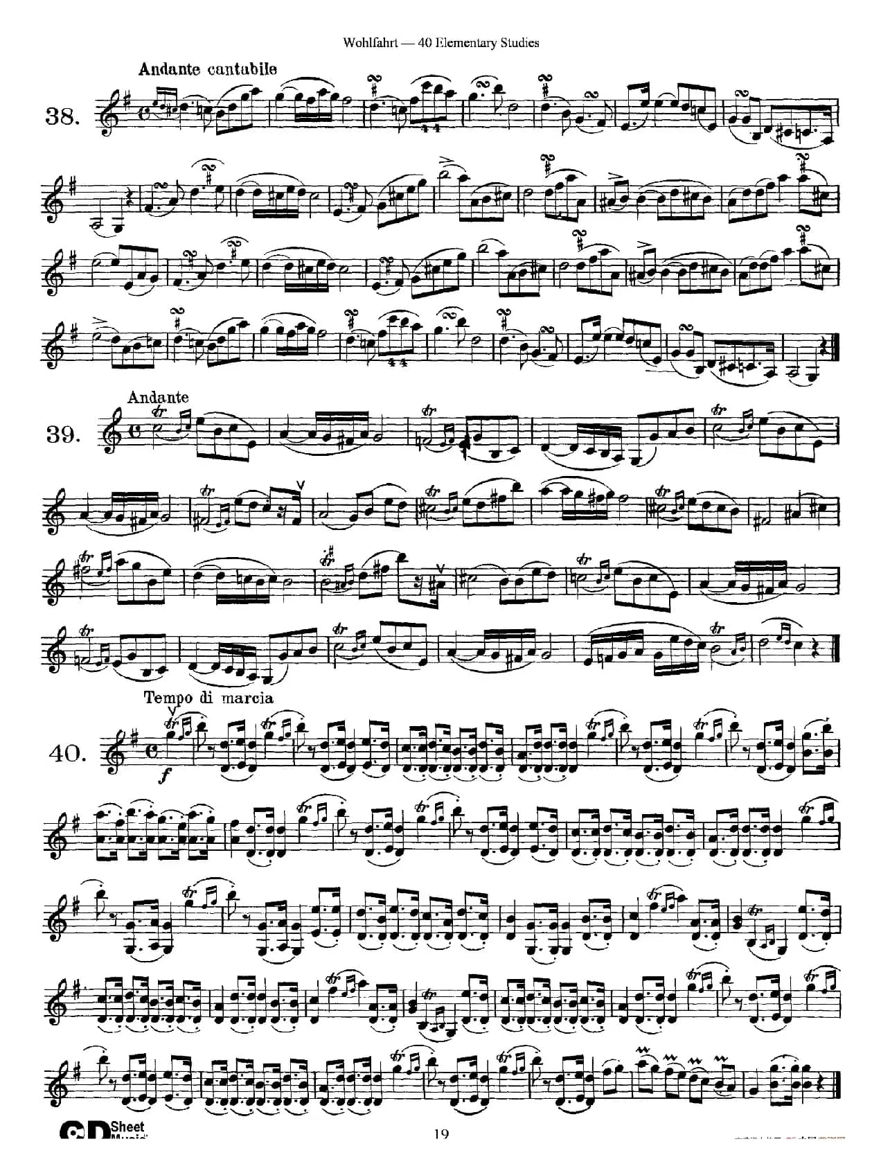 Wohlfahrt《40 Elementary Studies,Op. 54》(沃尔法特《40首小提琴练习曲》)