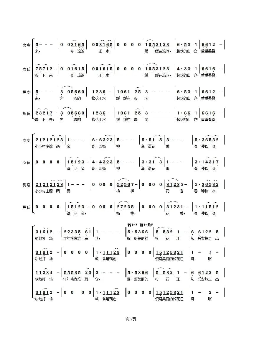 美丽的松花江（合唱组曲（松花江情歌）第一部1首）
