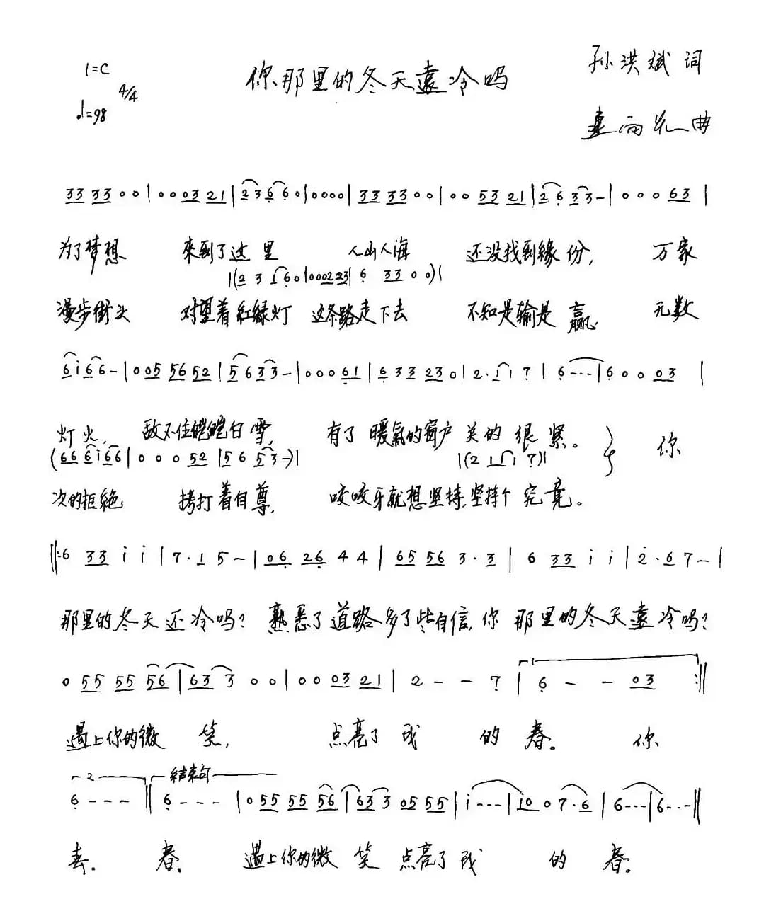 你那里的冬天还冷吗