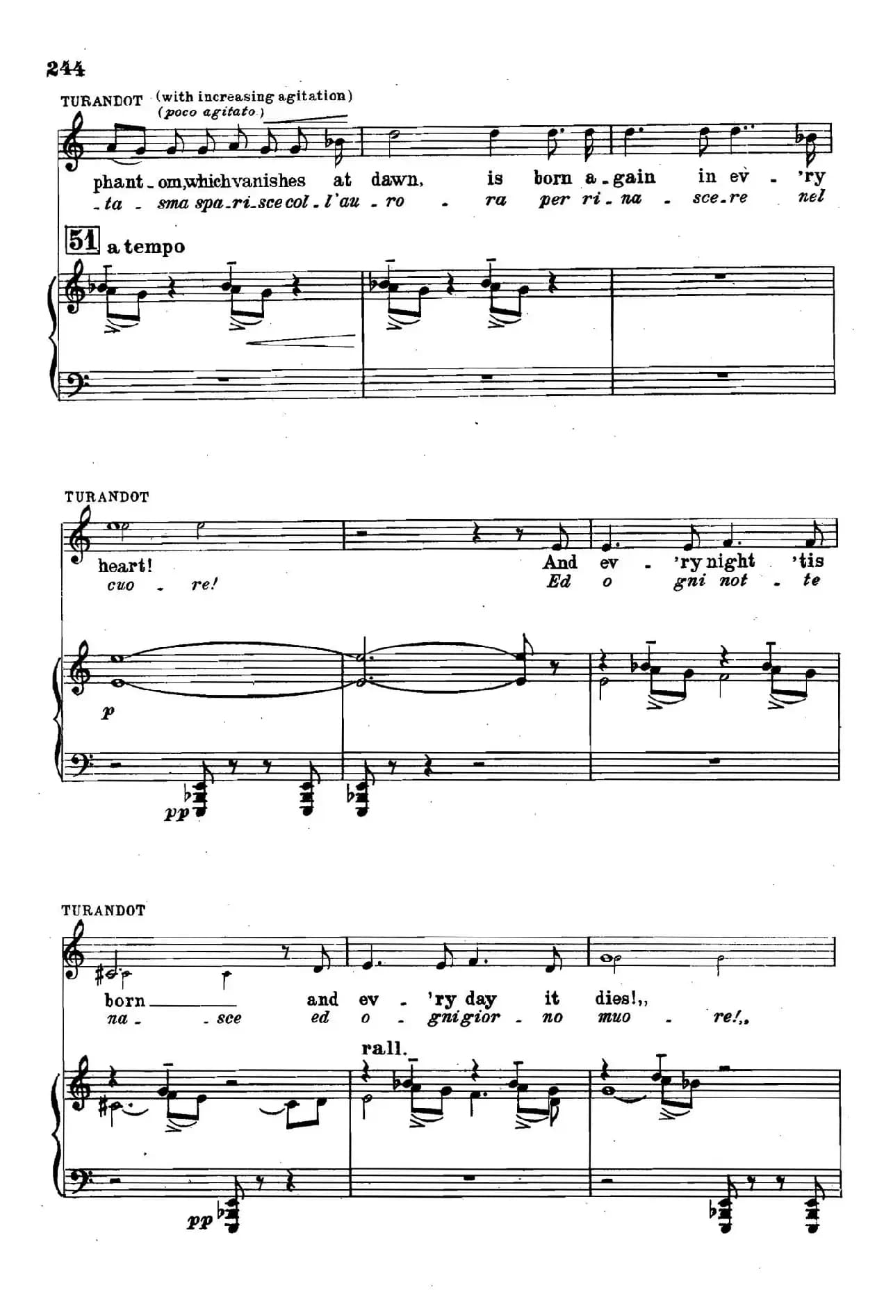 《图兰朵公主》三幕五场歌剧（英意双语）全谱（钢琴伴奏谱 P251——263）