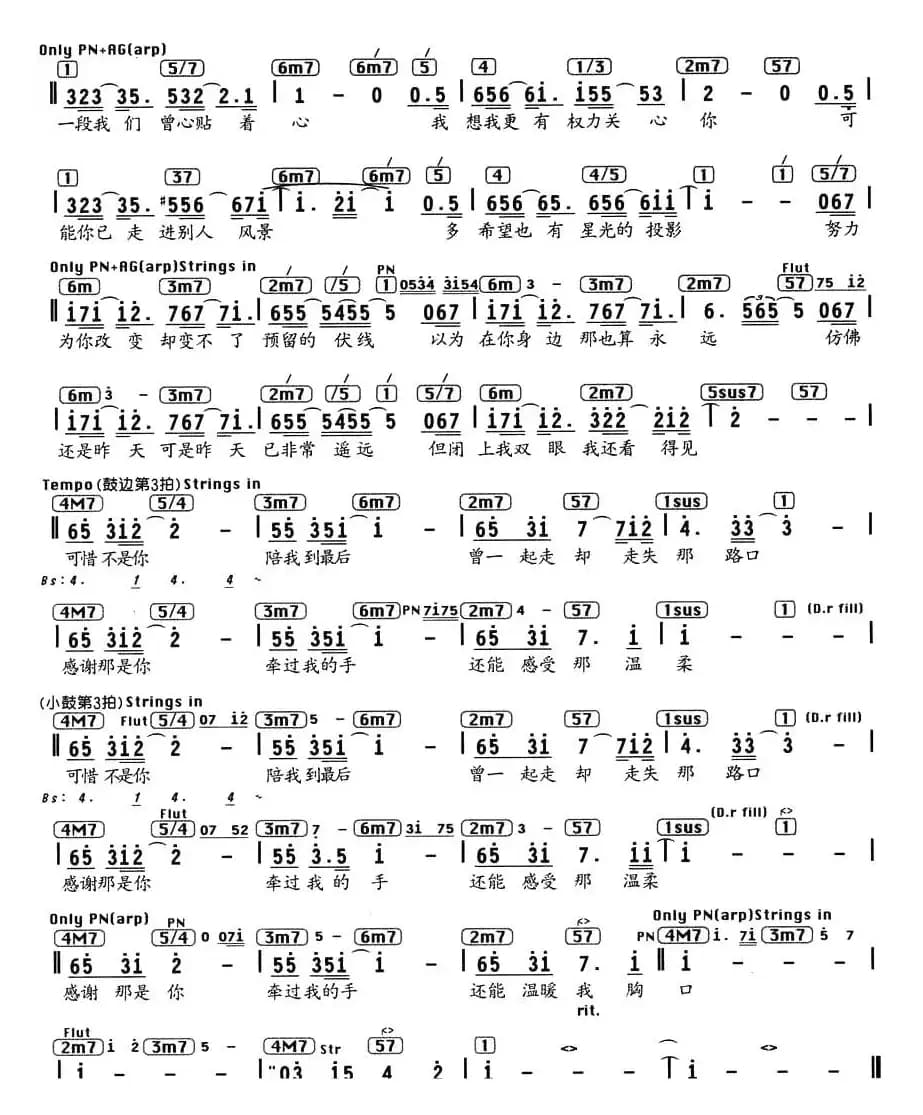 可惜不是你（韩剧《悲伤恋歌》主题曲、编配乐谱）