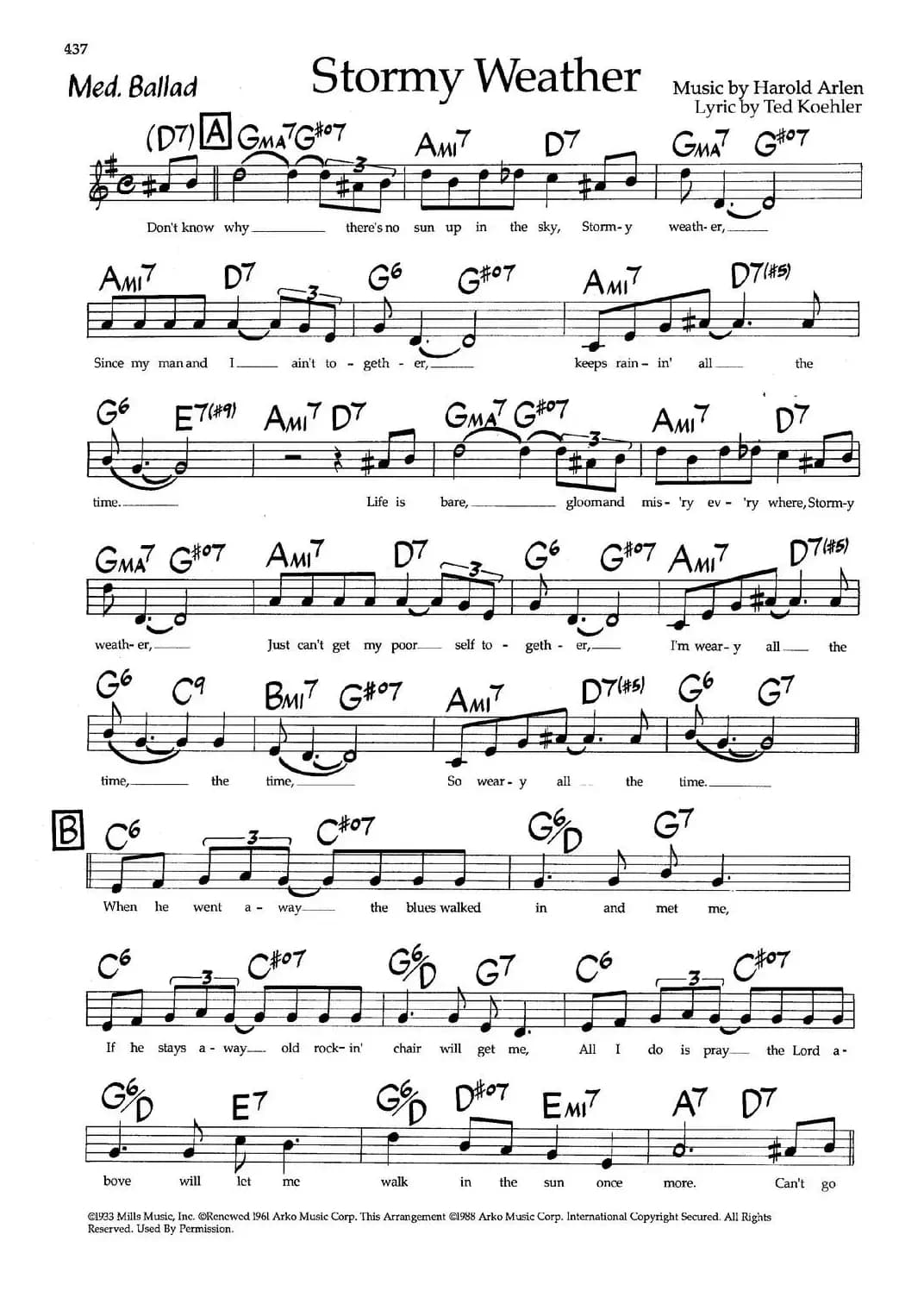 Stormy Weather（带和弦五线谱）