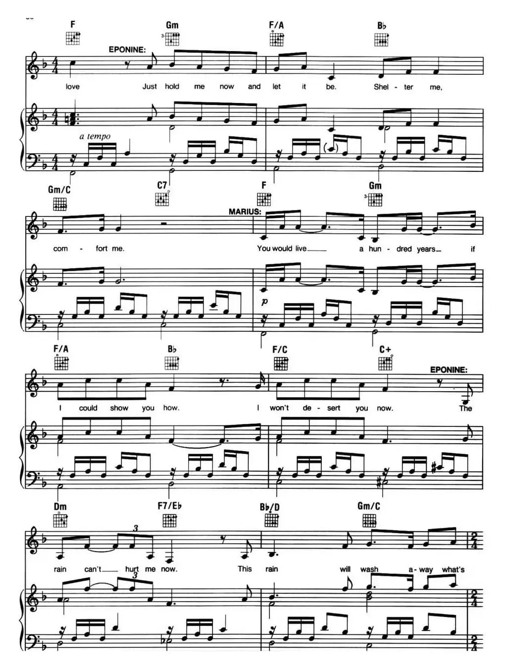 A Little Fall of Rain（音乐剧《悲惨世界》（Les Miserables）选曲、正谱 ）