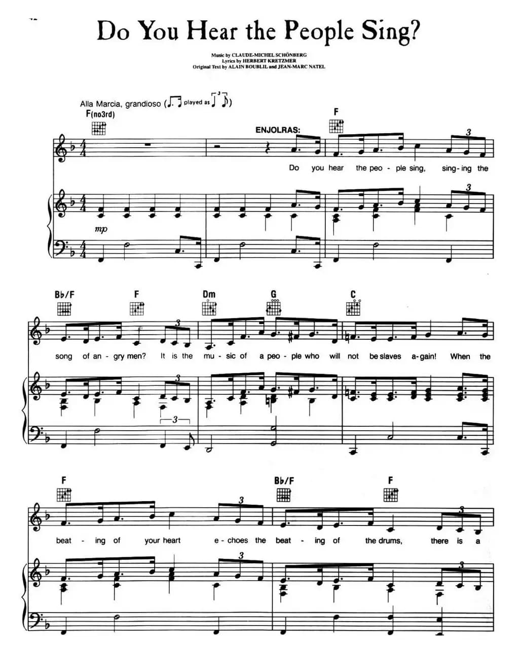 Do You Hear the People Sing? （音乐剧《悲惨世界》（Les Miserables）选曲、正谱 ）