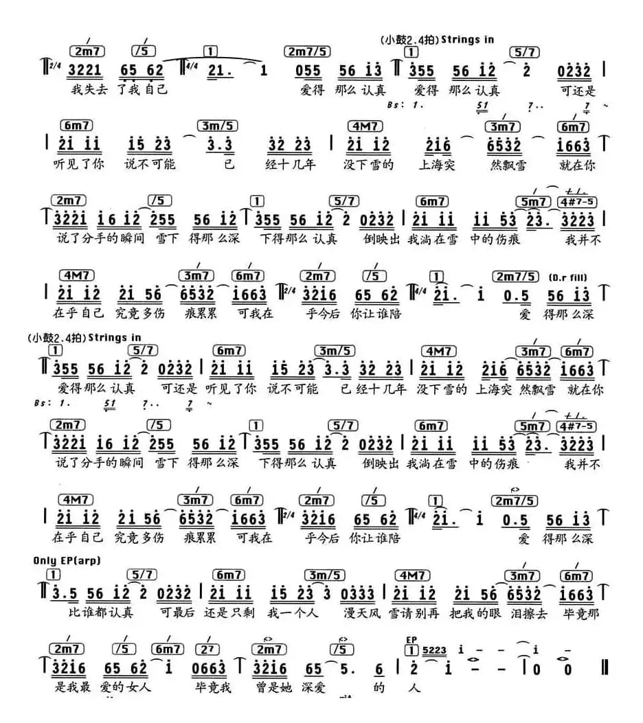 认真的雪（编配乐谱）