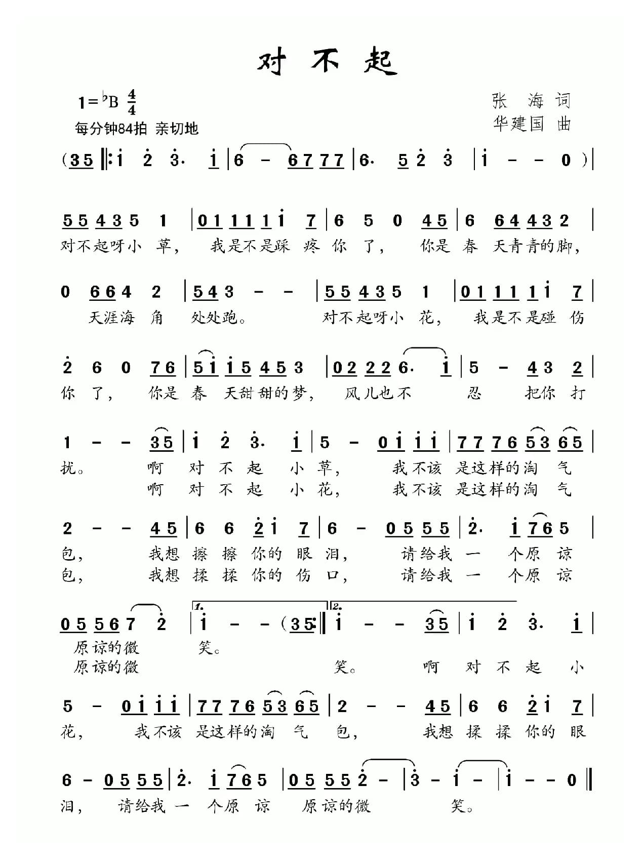 对不起（张海词 华建国曲）