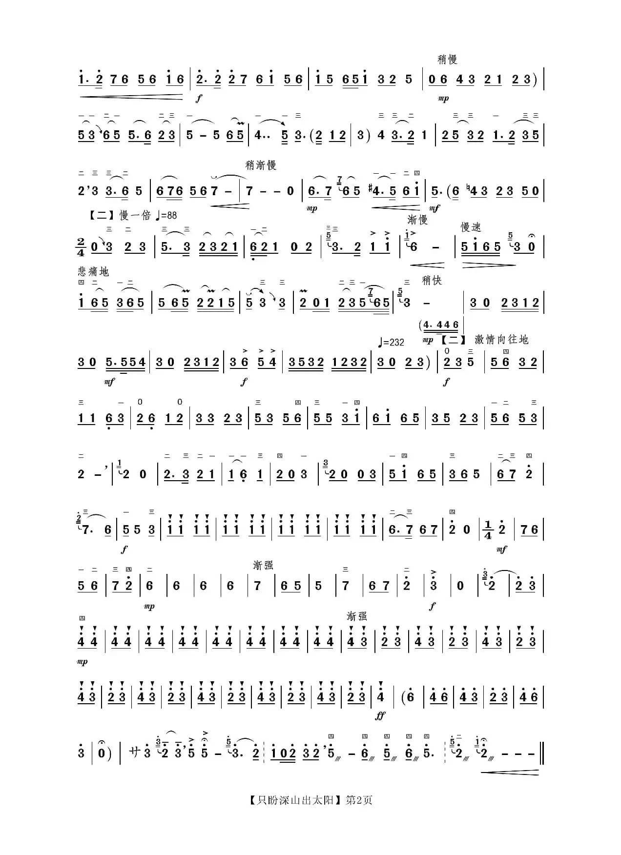 只盼深山出太阳（二胡独奏曲）