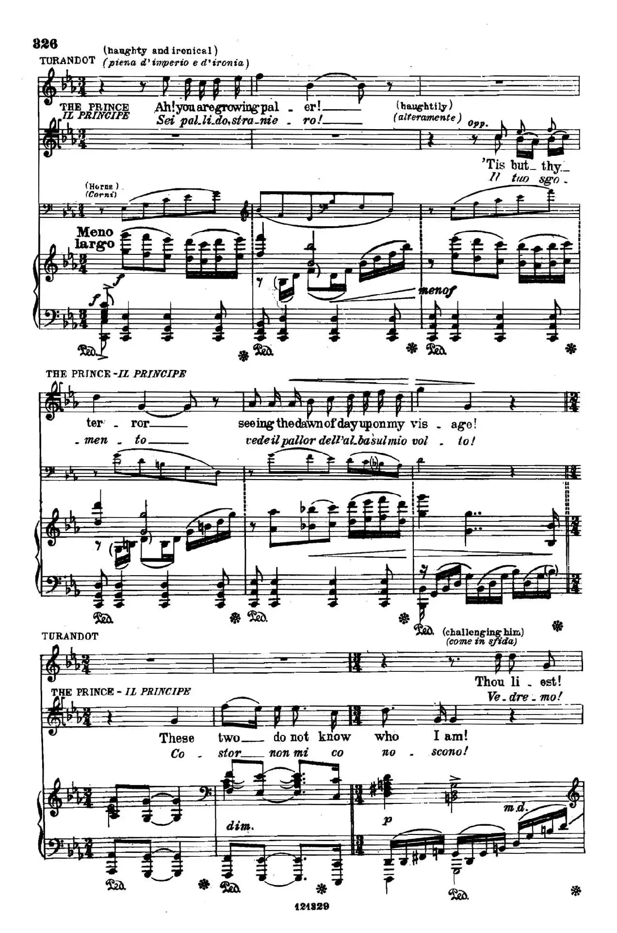 《图兰朵公主》三幕五场歌剧（英意双语）全谱（钢琴伴奏谱 P335——354）