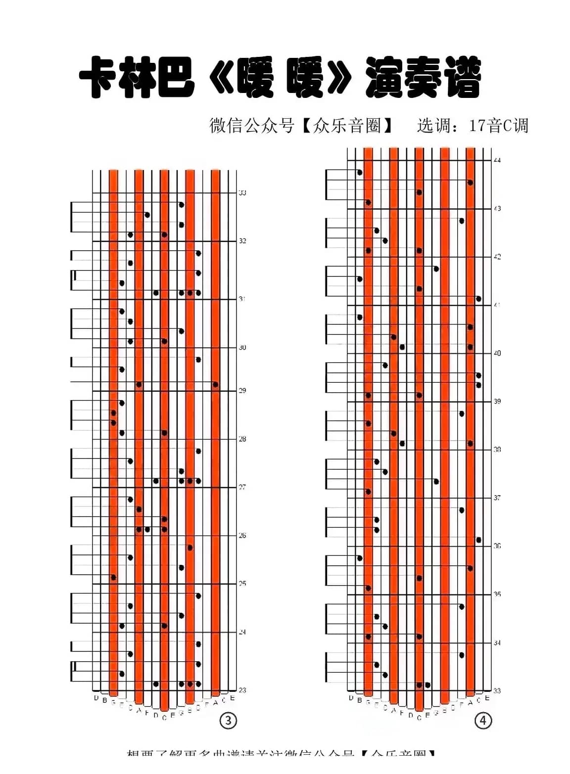 暖暖（拇指琴卡林巴琴专用谱）
