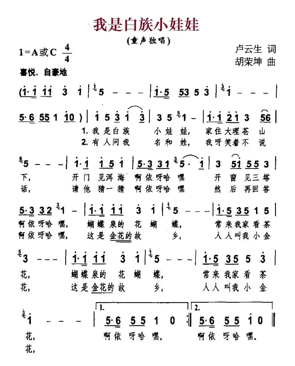 我是白族小娃娃