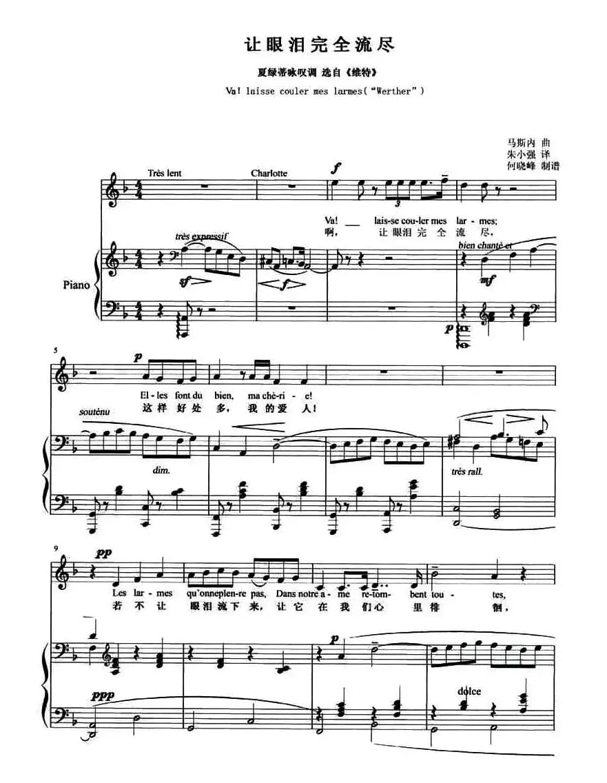 [法] 让眼泪完全流尽（歌剧《维特》选曲）