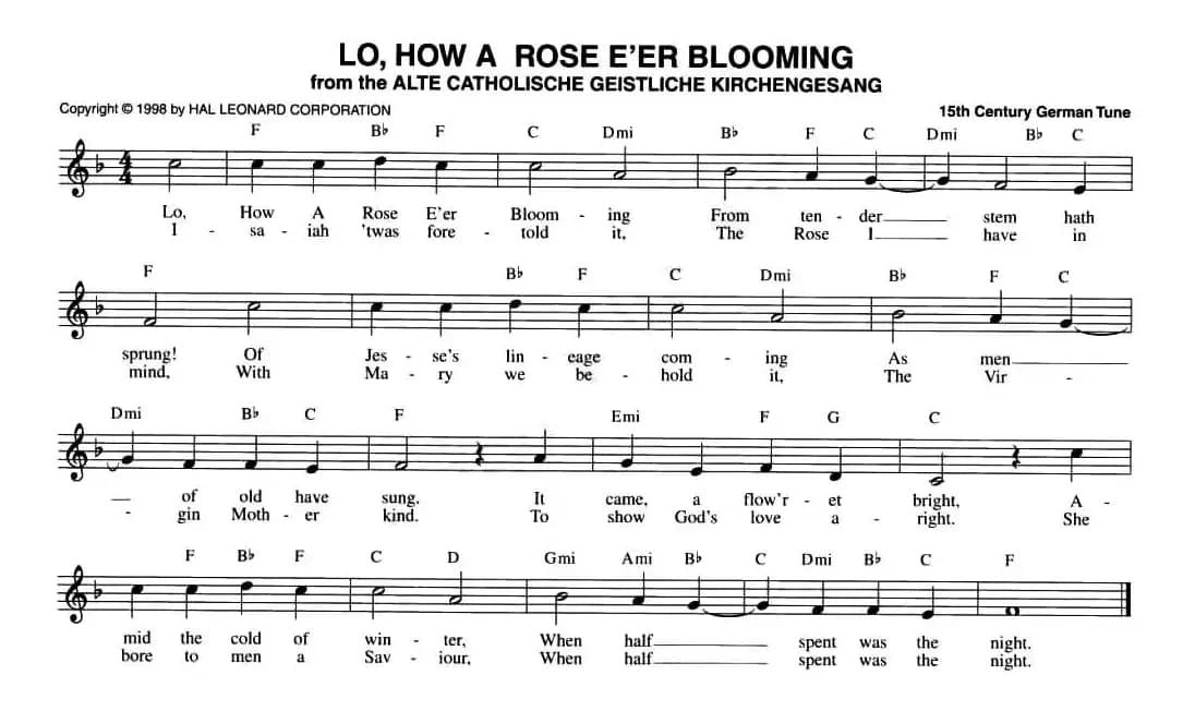 LO,HOW A ROSE E'ER BLOOMING