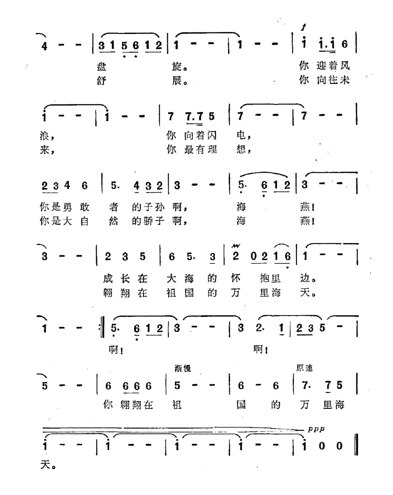 高飞的海燕（电影《海外赤子》插曲）