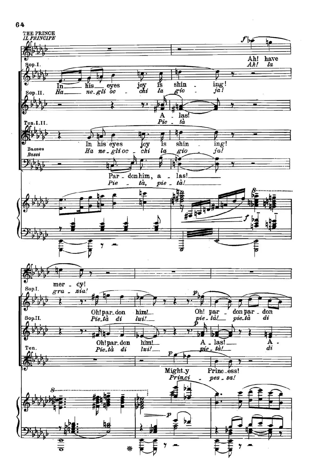 《图兰朵公主》三幕五场歌剧（英意双语）全谱（钢琴伴奏谱 P63——74）