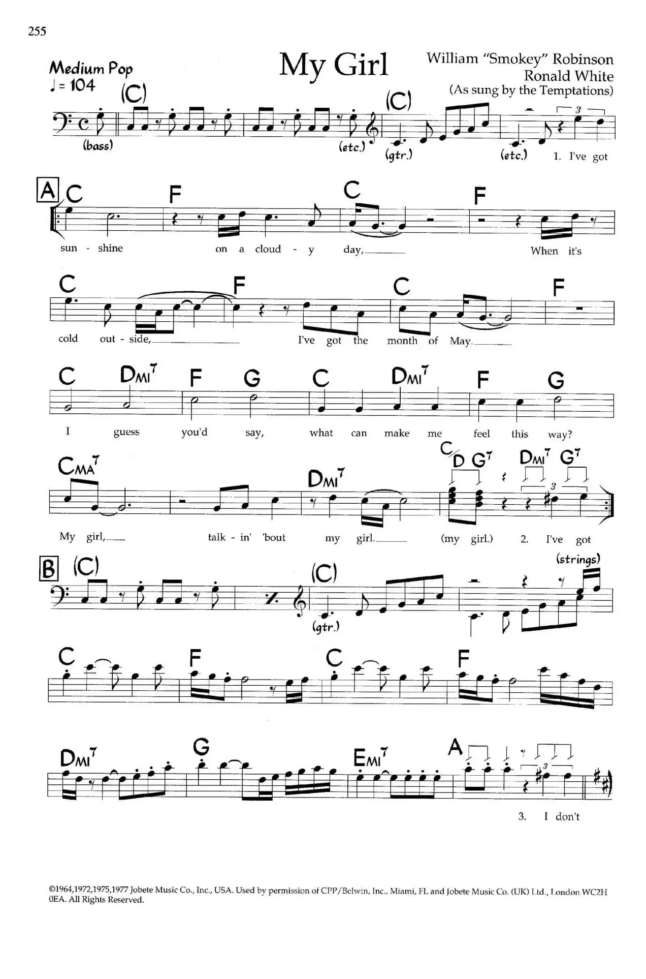 My Girl（带和弦五线谱）